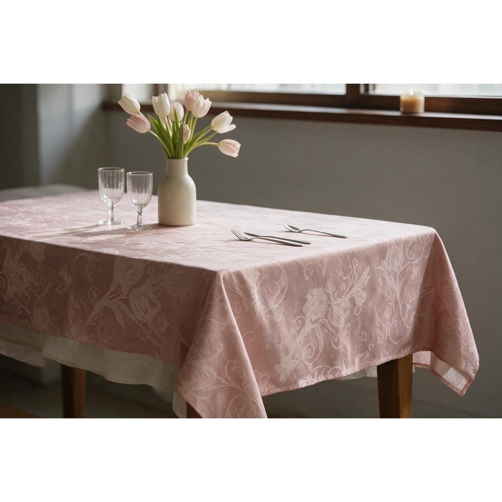 Floral Butterfly Satin Jacquard Fabric Dusty Rose 100x56 Vintage Style Textile